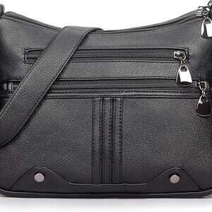 Women Soft PU Leather Shoulder Handbag Multi Pocket Crossbody Bag Ladies Medium